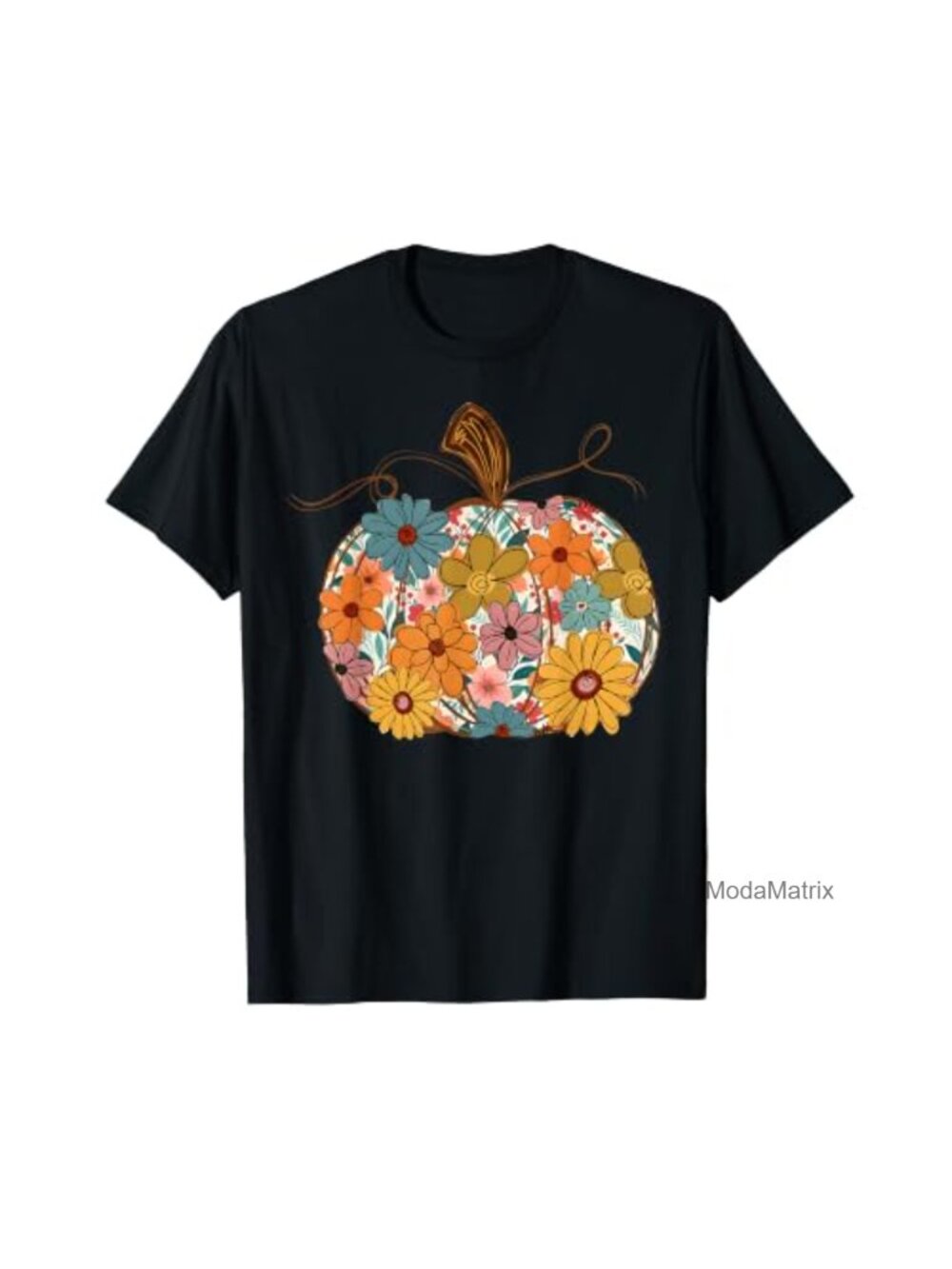 Pumpkin Floral Fall T-Shirt Thanksgiving Cottagecore Tee